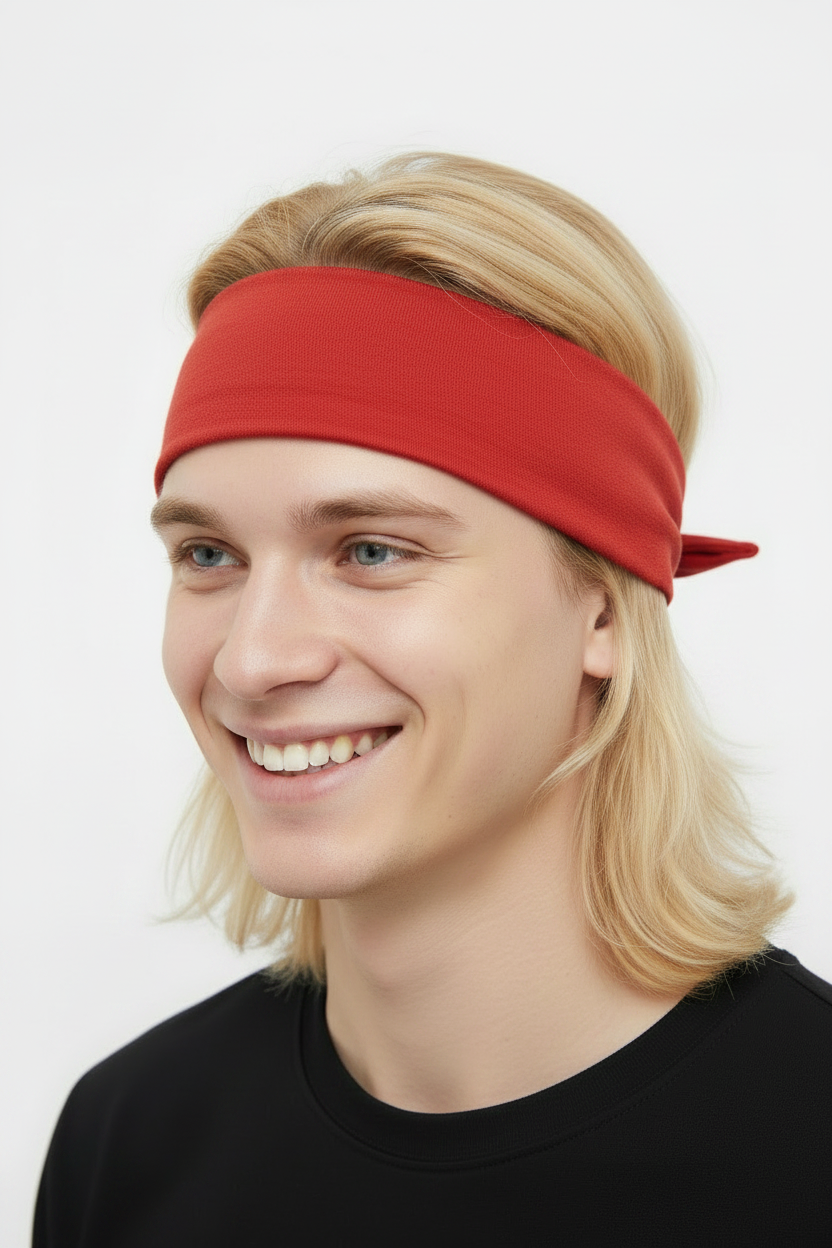 Red Headband - Blonde Blue-Eyed Model
